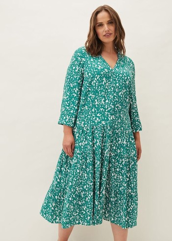 Phase Eight Penele Abstract Print Dress Green USA | 7594602-PN